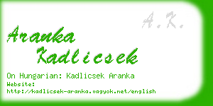 aranka kadlicsek business card